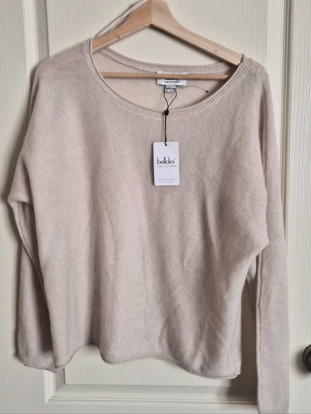 Belldini Women's Cream Cashmere Crewneck Sweater